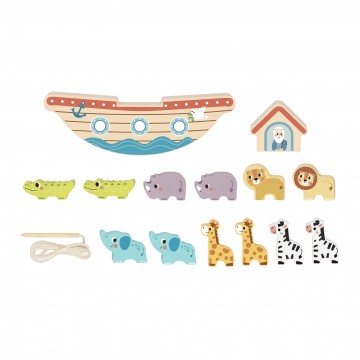Tooky Toy Montessori Educative Learning Wooden 2 In 1 Noah's Ark Balance Activity Toy